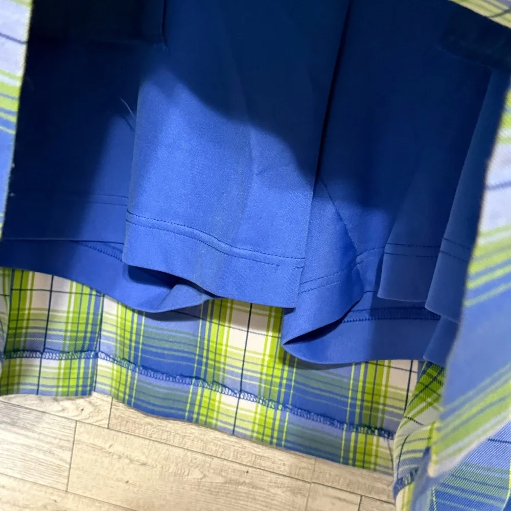 EFP Womens Pro Golf Skort Blue Green White Plaid  Sz-18 Pockets Golfing Athletic